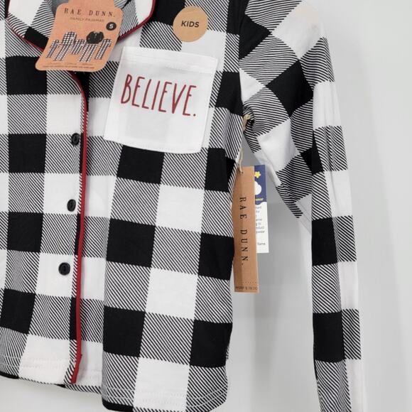NEW Rae Dunn Family Pajamas Plaid Button Down Believe Pajama TOP ONLY Size 5 - Picture 4 of 6